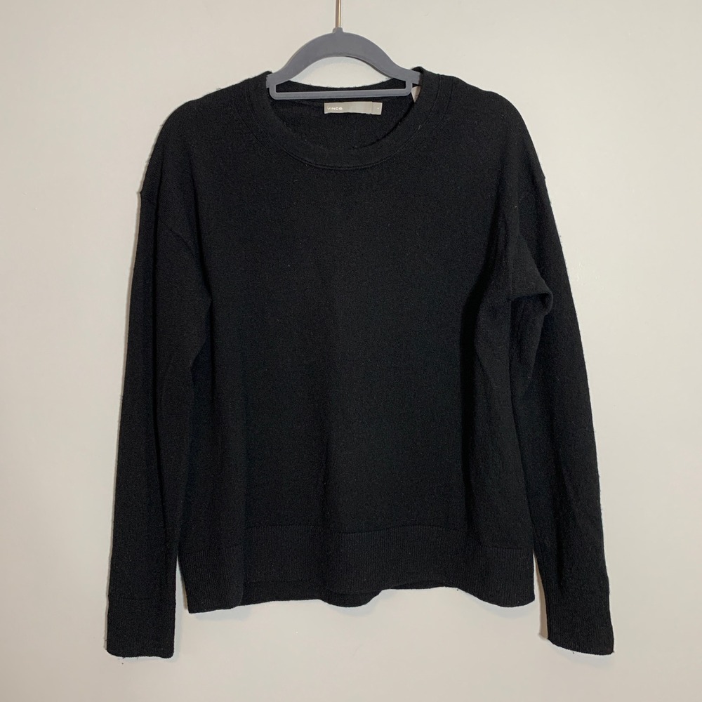 Vince Black Wool Cashmere Crew Neck Long Sleeve‎ Sweater Size S